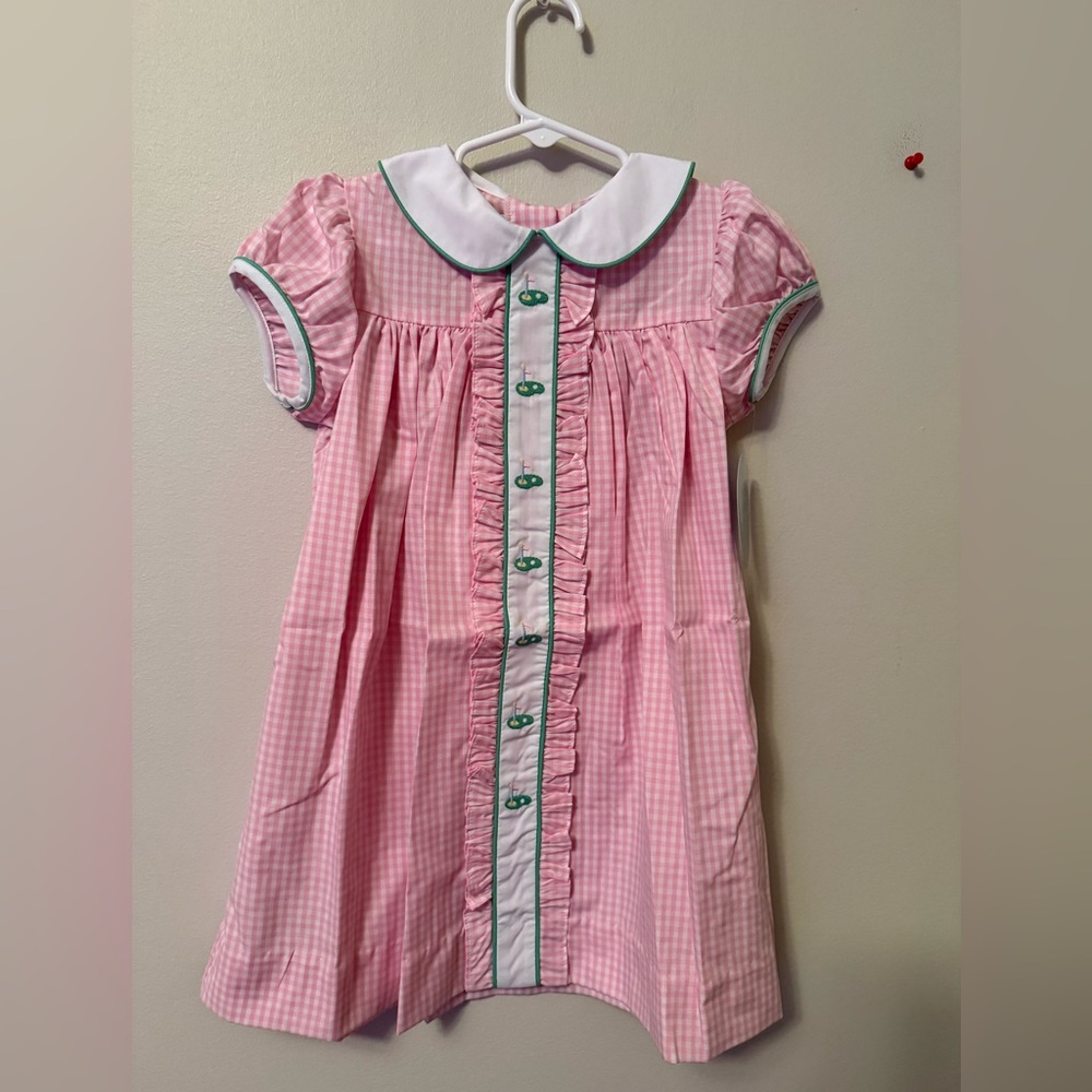Little English Pink Gingham Ruffled Golf Dress